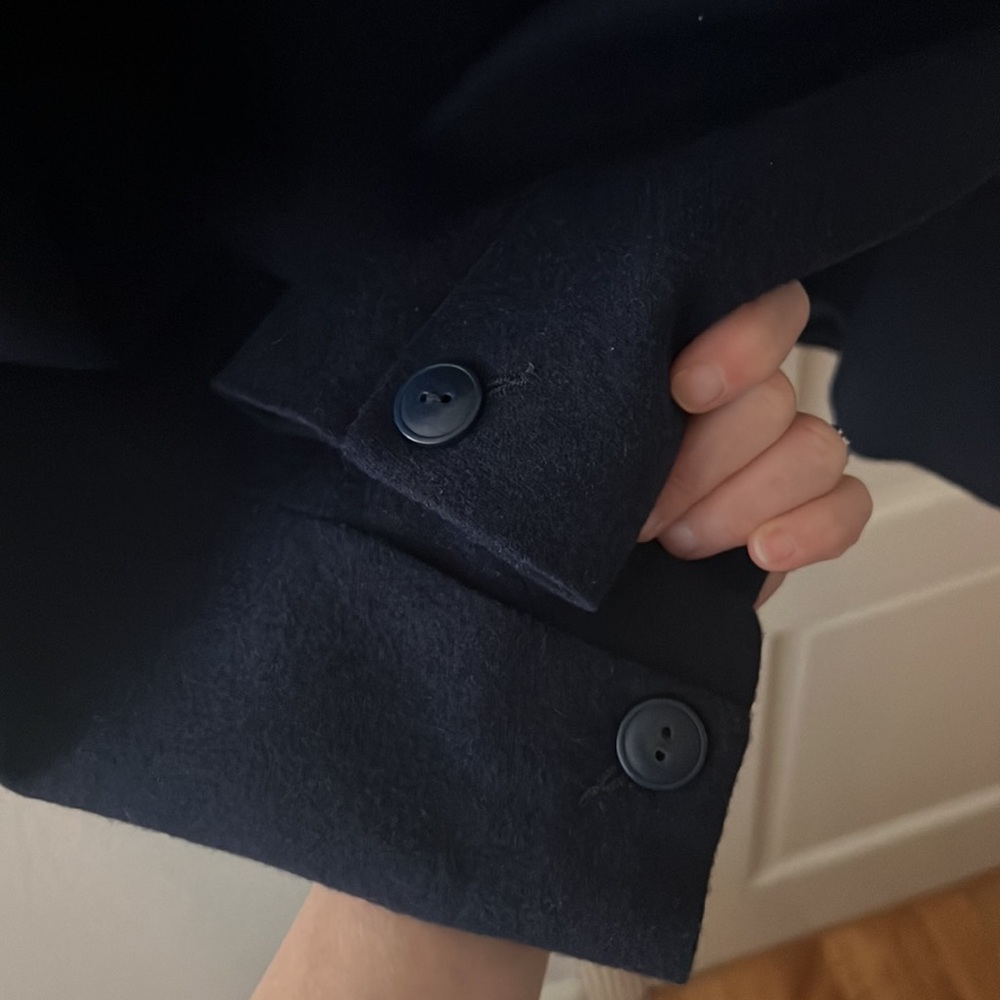 Quince Italian Wool Stand Collar Blazer Navy Blue Outerwear MEDIUM - Picture 8 of 16
